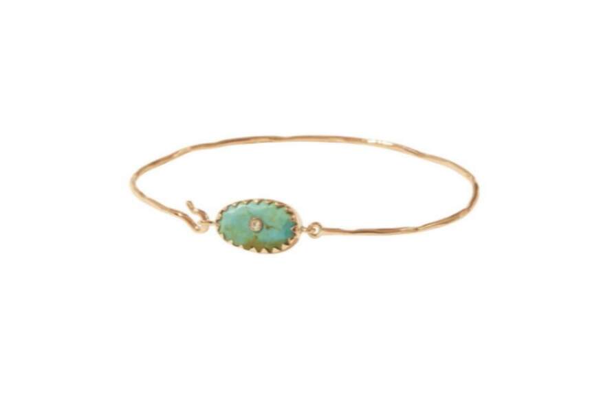 Bracelet en or rose, diamant et turquoise Orso, Pascale Monvoisin, 525€