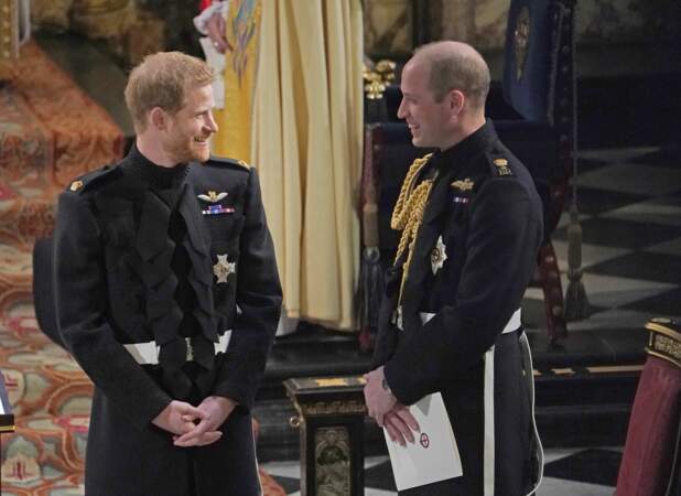 19 mai 2018 : le prince Harry et le prince William lors de la cérémonie de mariage