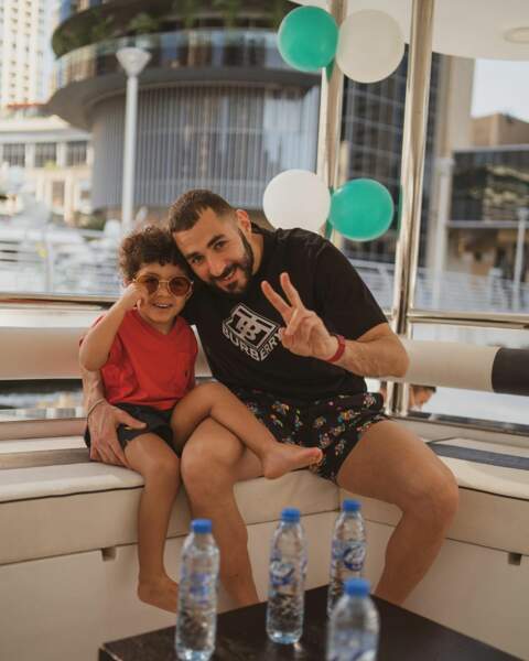 Karim Benzema et son fils Ibrahim, en décembre 2020