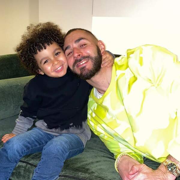 Karim Benzema et son fils Ibrahim, en février 2020