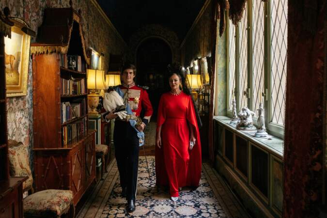 Carlos Fitz-James Stuart et Belen Corsini en famille pour leur mariage au Palais de Liria à Madrid, le 24 mai 2021. 