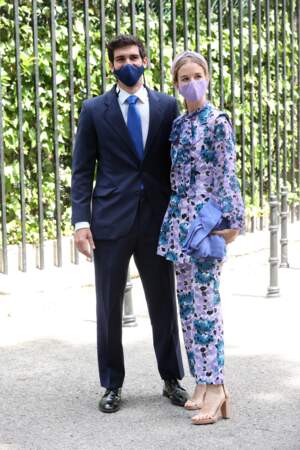Alejandra Corsini et son mari Alejandro Muñoz au mariage de Carlos Fitz-James Stuart avec Belen Corsini à Madrid le 22 mai 2021.