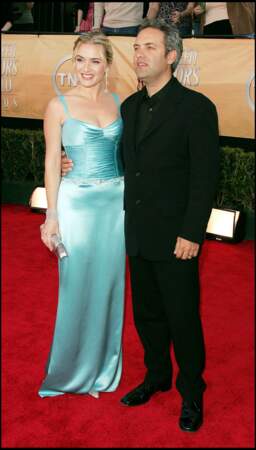 Kate Winslet en 2005 : chignon doré et robe sirène avec son deuxième mari Sam Mendes
