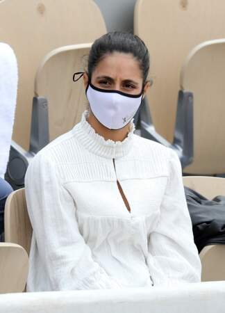 Xisca Perello dans les tribunes pour l'affrontement entre Rafael Nadal et Cameron Norrie le samedi 5 juin.