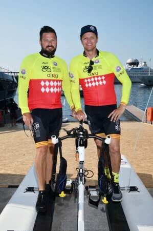 Sean et Gareth Wittstock lors du Water Bike Challenge, au profit de la Fondation princesse Charlene de Monaco au départ du Yacht Club de Monaco, le 17 juin 2018