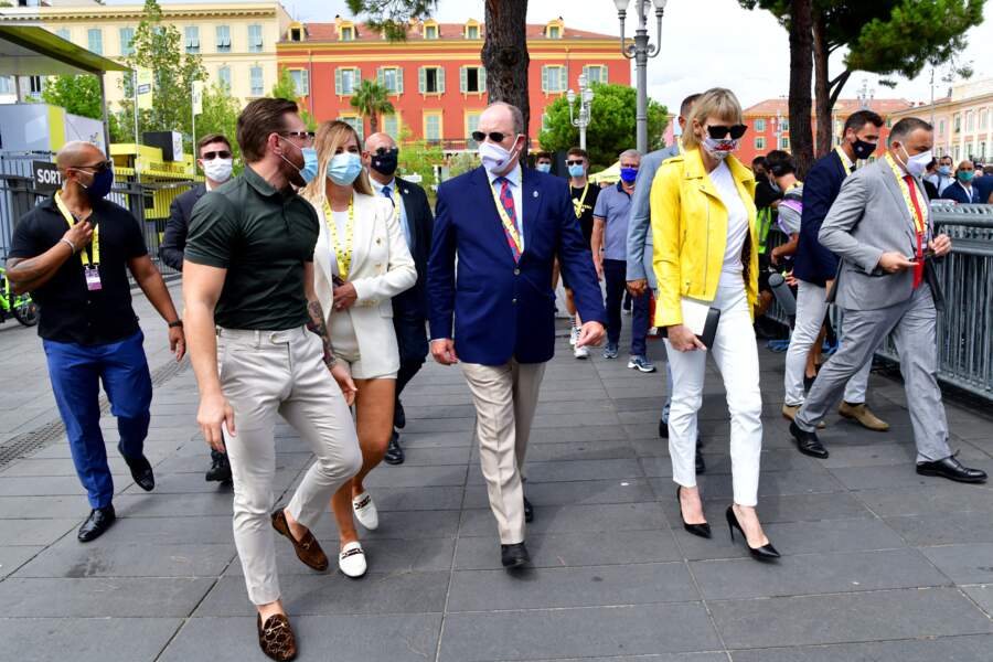 Conor McGregor, amie de Charlene de Monaco, assiste au 1er jour du Tour de France 2020 à Nice, le 29 août 2020