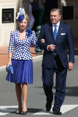 Charles et Camilla de Bourbon des Deux-Siciles arrivent au baptême des enfants princiers, à Monaco, le 10 mai 2015