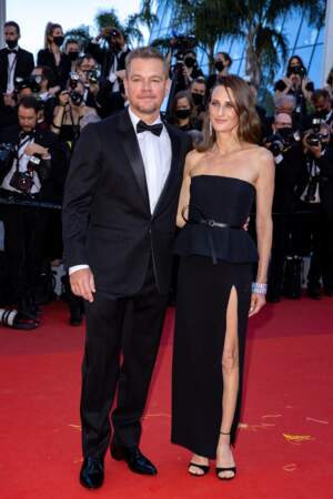 Matt Damon et Camille Cottin tous les deux très élégants pour la montée des marches du film "Stillwater" lors du 74ème Festival International du Film de Cannes, le 8 juillet 2021