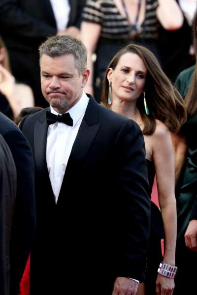 Matt Damon et Camille Cottin très chics pour la montée des marches du film "Stillwater" lors du 74ème Festival International du Film de Cannes, le 8 juillet 2021