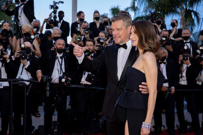 Matt Damon et Camille Cottin ont pris la pose sur le tapis rouge pour la montée des marches du film "Stillwater" lors du 74ème Festival International du Film de Cannes, le 8 juillet 2021