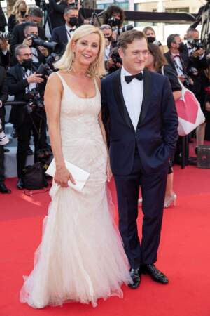 Laurence Ferrari a misé sur une robe de soirée très chic, tandis que son mari Renaud Capuçon a opté pour un smocking noir au 74ème Festival International du Film de Cannes, le 9 juillet 2021