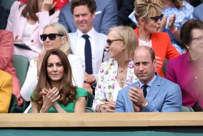 Martina Navratilova et Billie Jean King ont échangés avec le duc et la duchesse lors de la finale féminine de Wimbledon ce 10 juillet. 