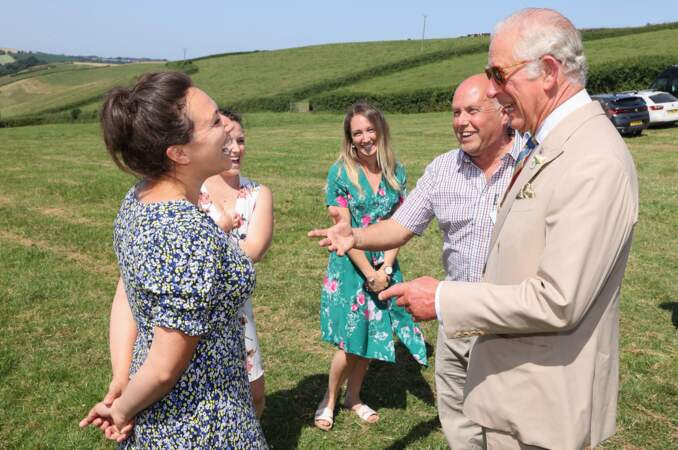 Avant de se désaltérer, le prince Charles a assisté à un séminaire organisé par "The North Devon Biosphere", à Bideford, ce 21 juillet 2021.