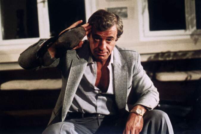 Jean-Paul Belmondo sur le tournage du film "Le guignolo". 1980