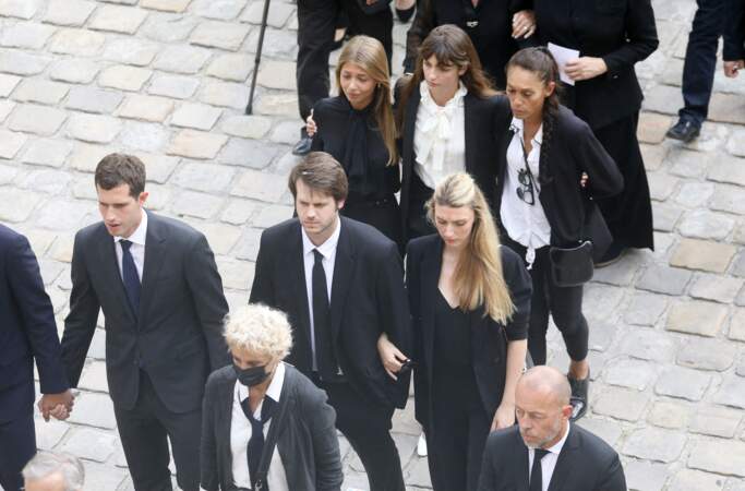 Muriel Belmondo, Victor, Alessandro, Stella, Annabelle lors de la cérémonie d'hommage national à Jean-Paul Belmondo à l'Hôtel des Invalides à Paris, France, le 9 septembre 2021.