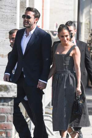 Jennifer Lopez et Ben Affleck, assortis et élégants à Venise, le 10 septembre 2021. 