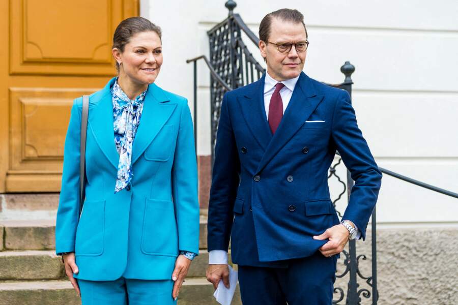 Victoria de Suède et Daniel Westling lors d'une réception du gouverneur Per Bill au château de Gävle