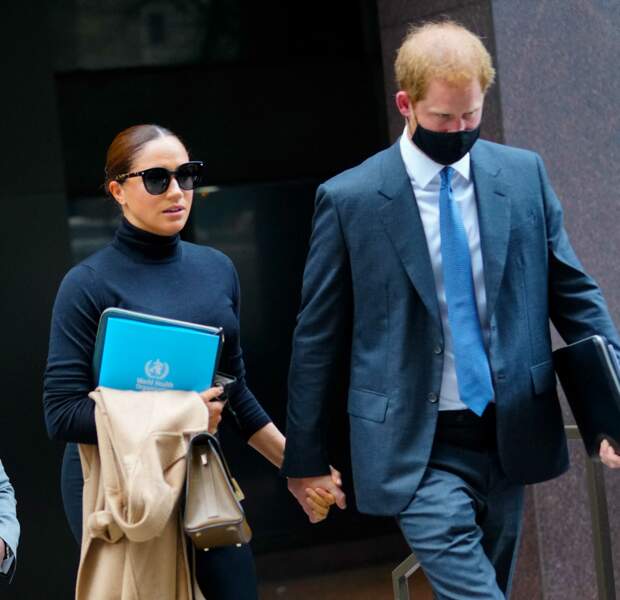 Le prince Harry, duc de Sussex, et sa femme Meghan Markle ont été aperçus dans les rues de New York, le 23 septembre 2021.