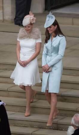 Sophie de Wessex et Kate Middleton la cérémonie Garter en la chapelle St George au château de Windsor, le 16 juin 2014.