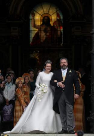 Le grand-duc George Mikhailovich de Russie et Rebecca Victoria Bettarini d'Italie se sont dits "oui" en la cathédrale St-Isaac à Saint-Petersbourg, le 1er octobre 2021.