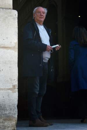 Maxime Le Forestier était présent pour rendre un dernier hommage à François Florent, lors de ses obsèques en l'église Saint-Roch, à Paris, le 4 octobre 2021.