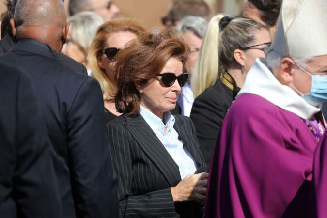 Dominique Tapie à sa sortie des obsèques de Bernard Tapie, en la Cathédrale La Major, à Marseille, le 8 octobre 2021.