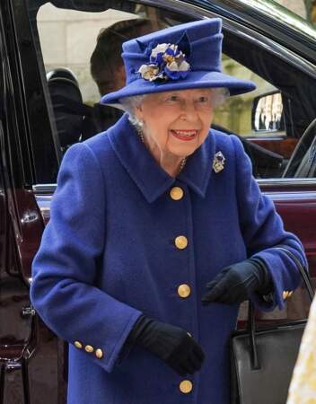 La reine Elizabeth en marge de la cérémonie religieuse à l'abbaye de Westminster pour le centenaire de la Royal British Legion, à Londres, le 12 octobre 2021.