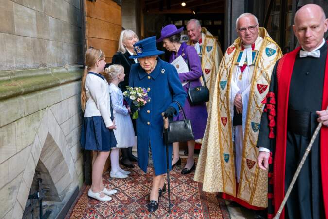 La reine Elizabeth II a assisté à un service d'action de grâce à l'abbaye de Westminster pour marquer le centenaire de la Royal British Legion, à Londres, le 12 octobre 2021.