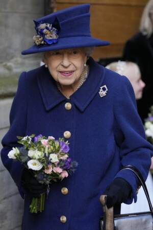 Elizabeth II à la sortie de l'abbaye de Westminster, à Londres, le 12 octobre 2021.