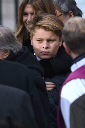 Cameron Hallyday aux obsèques de son grand-père Johnny, à Paris le 9 décembre 2017.