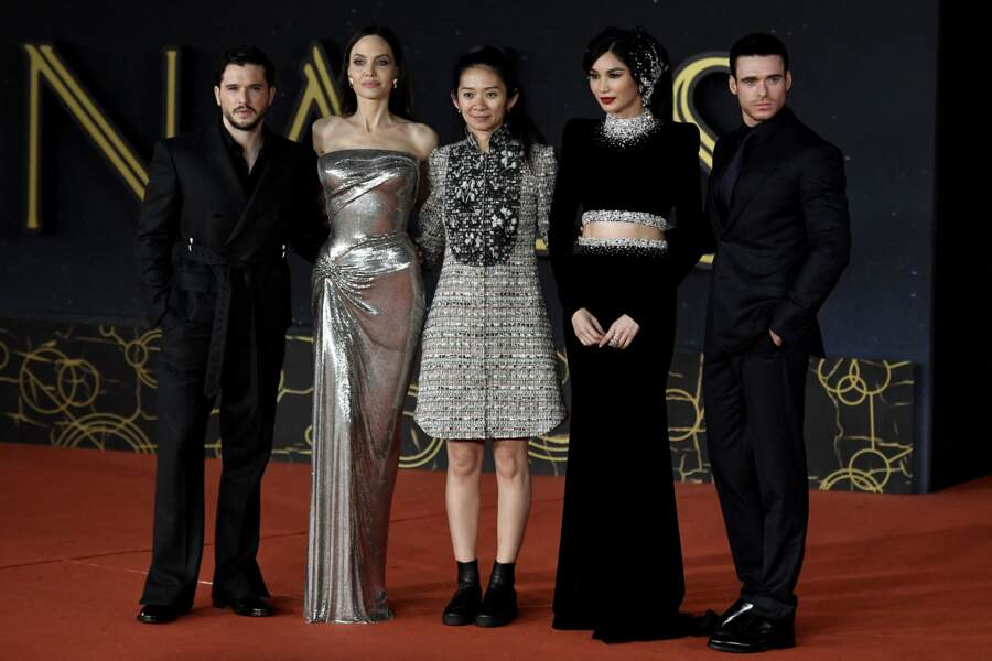 Kit Harington, Angelina Jolie, Chloe Zhao, Gemma Chan and Richard Madden à la première du film "Eternals" lors de la 16ème édition du Festival du Film de Rome, le 24 octobre 2021