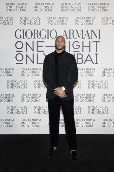 Marcell Jacobs au défilé de mode "Giorgio Armani - One Night Only" à Dubaï, le 26 octobre 2021