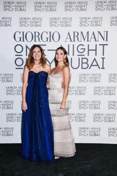 Roberta Armani, Lily James au défilé de mode "Giorgio Armani - One Night Only" à Dubaï, le 26 octobre 2021