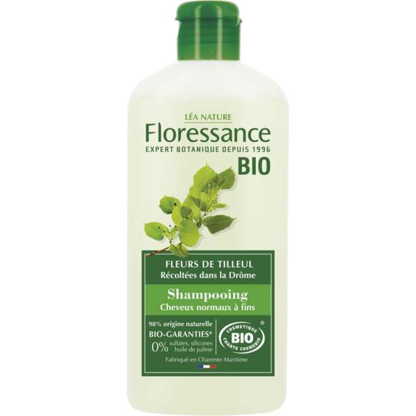 Shampooing cheveux normaux à fins, Fleurs de Tilleul de la Drôme, Floressance Bio, 5,20€, leanature.com