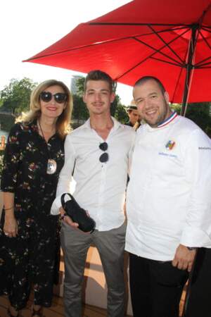 Valerie Trierweiler, son fils Léonard et Guillaume Gomez à Paris le 28 juin 2018