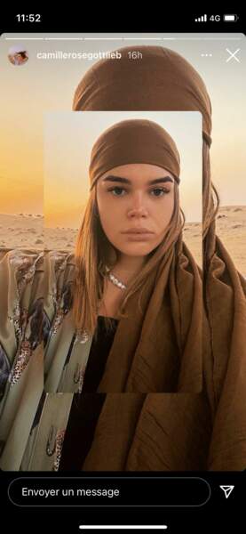 Camille Gottlieb se prend en selfie lors d'une excursion dans le désert de Dubaï, ce 11 novembre.  