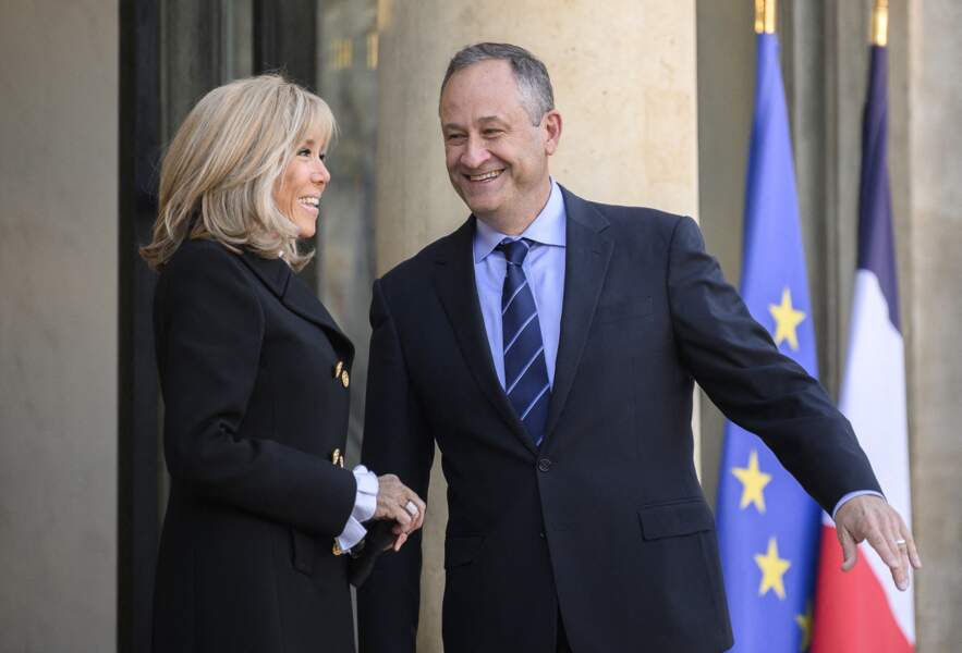 Brigitte Macron et Douglas Emhoff à l'Elysée. 