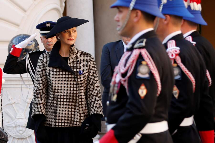 L'épouse du prince Albert de Monaco lors de la Fête nationale 2018.