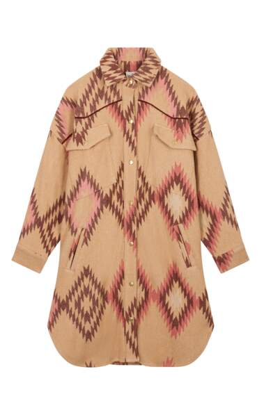 Manteau oversize tissé à motifs amérindiens, Wild, 239€
