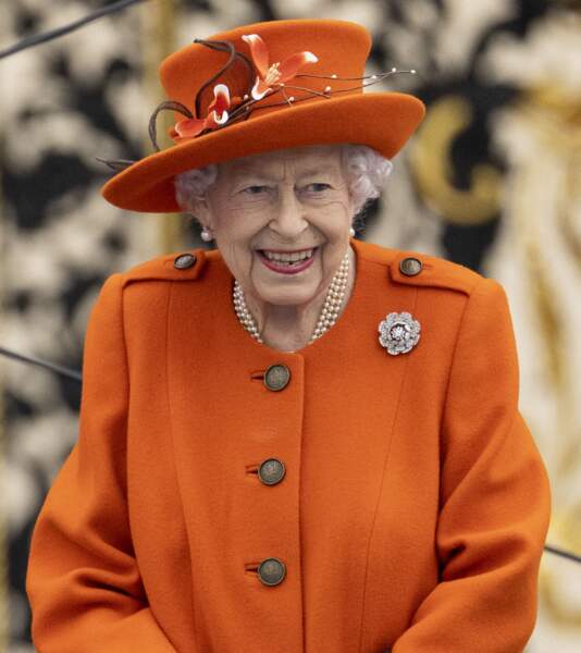 La reine Elisabeth II au lancement du relai de bâton de la Reine le 7 octobre. 2021