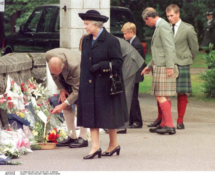 La reine Elizabeth II et le prince Philip aux obsèques de la princesse Diana en 1997