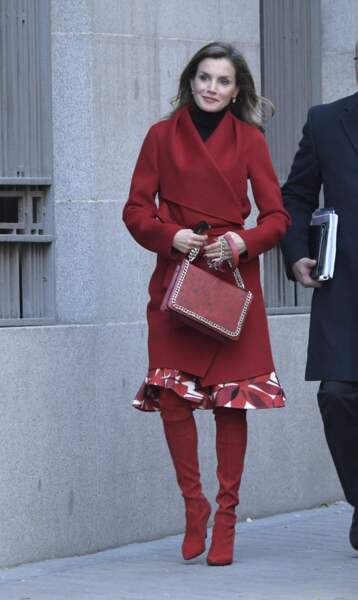La reine d'Espagne adorait porter la couleur en total-look en 2017