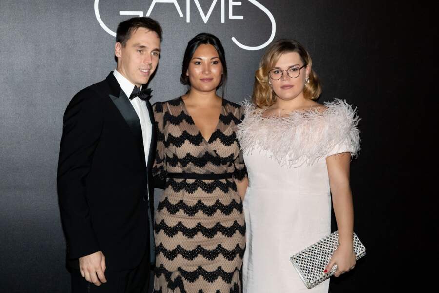Louis Ducruet, sa femme Marie, et sa sœur Camille Gottlieb au Photocall de la soirée Secret Games au Casino de Monte-Carlo à Monaco, le 5 octobre 2019.