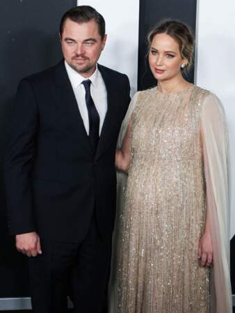 Leonardo DiCaprio et Jennifer Lawrence à la première du film "Don't Look Up" à New York, le 5 décembre 2021.
