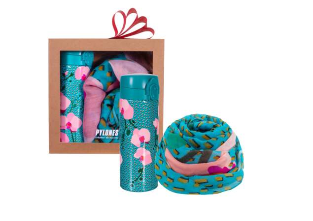 Balade box, foulard et mug isotherme click Orchid Blue, Pylones, 47,90€ 