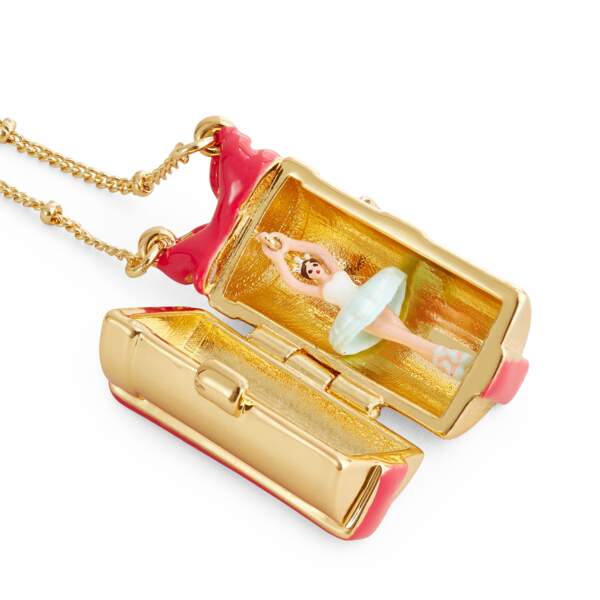 Collier pendentif paquet cadeau et mini ballerine, Les Néréides, 140€