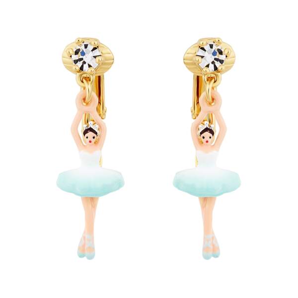 Boucles d'oreilles clip ballerine et cristal taillé, Les Néréides, 70€