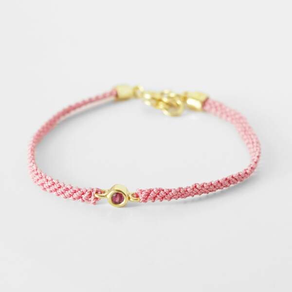 Bracelet enfant rose - Tourmaline & Argent 925 doré, Sentiments Bijoux, 35€