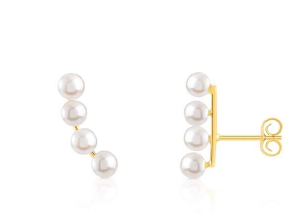 Boucles d'oreilles or 375 jaune contours perles de culture de Chine diamètre 3/3,5 mm, Maty, 99,90€