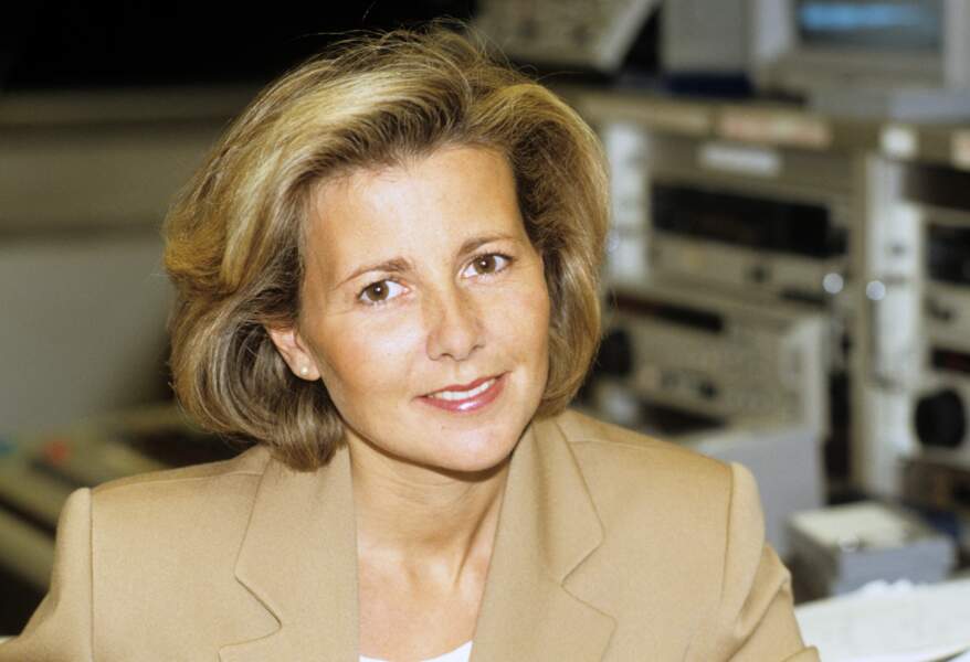 Claire Chazal dans la salle régie de France 5, en 1991.